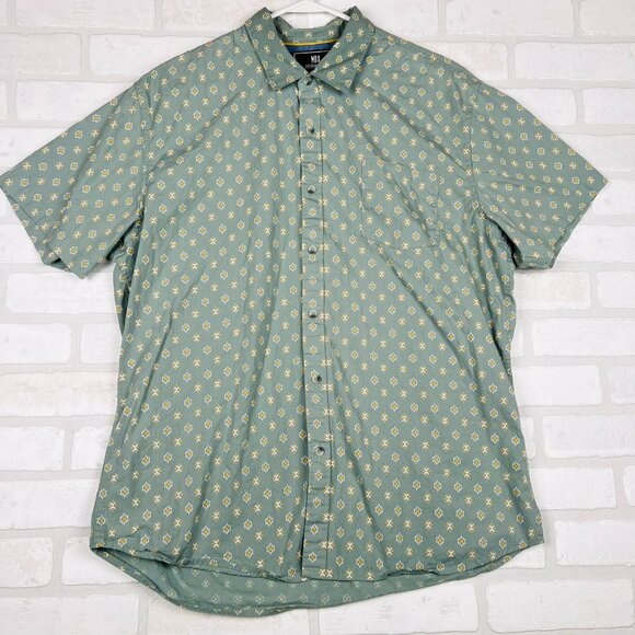 MBX Premium Goods Casual Button Down Shirt XL Sage Green Geo Print‎ EUC - Picture 1 of 16